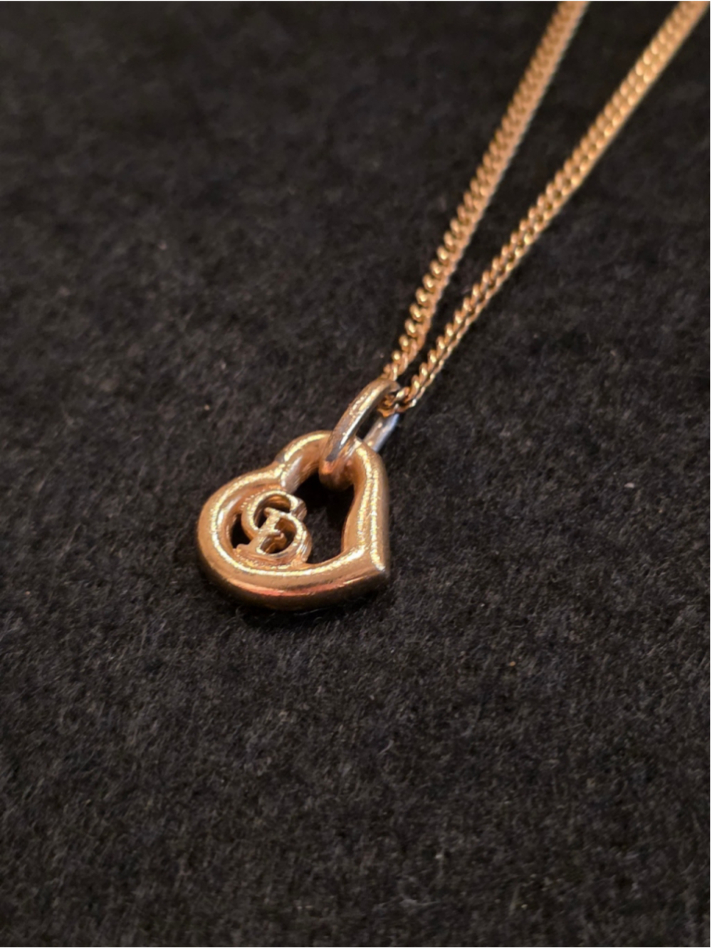 Christian Dior CD Heart Monogram Necklace 1970s